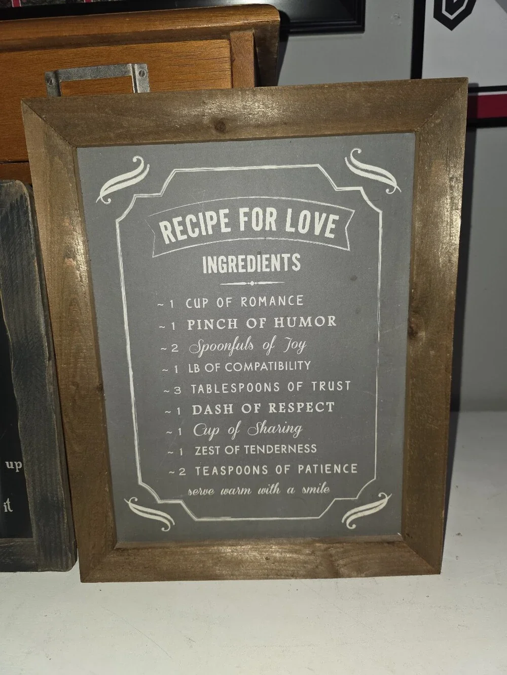 Set of 2 Wooden Framed Farmhouse Kitchen Signs